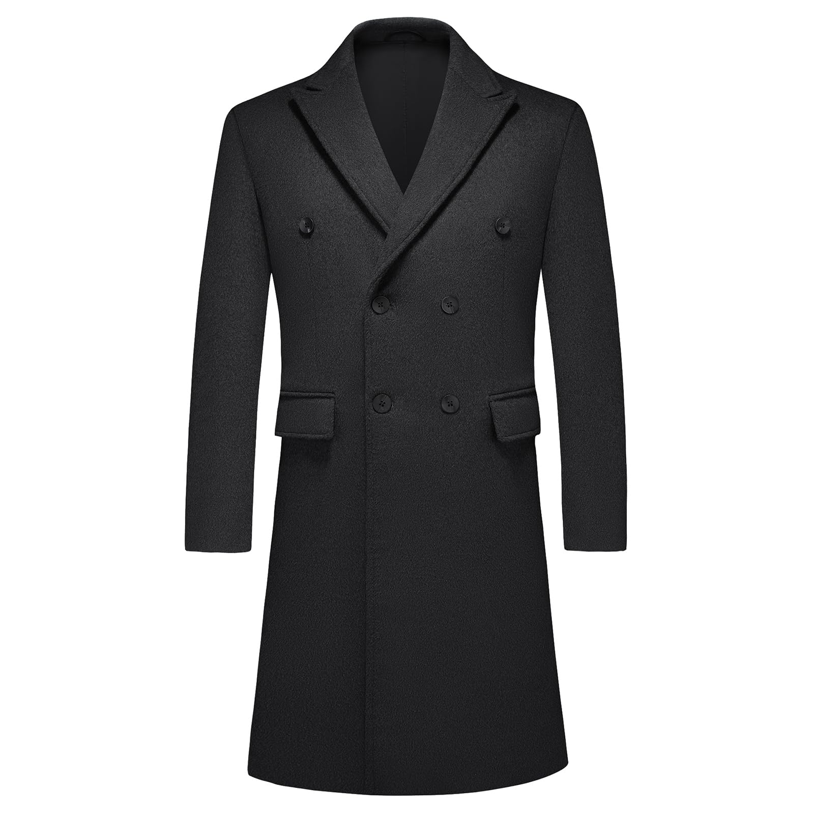 Manteau Homme en Laine Longue Hiver Chaud Trench-Coat Homme Épais Slim Fit Casual