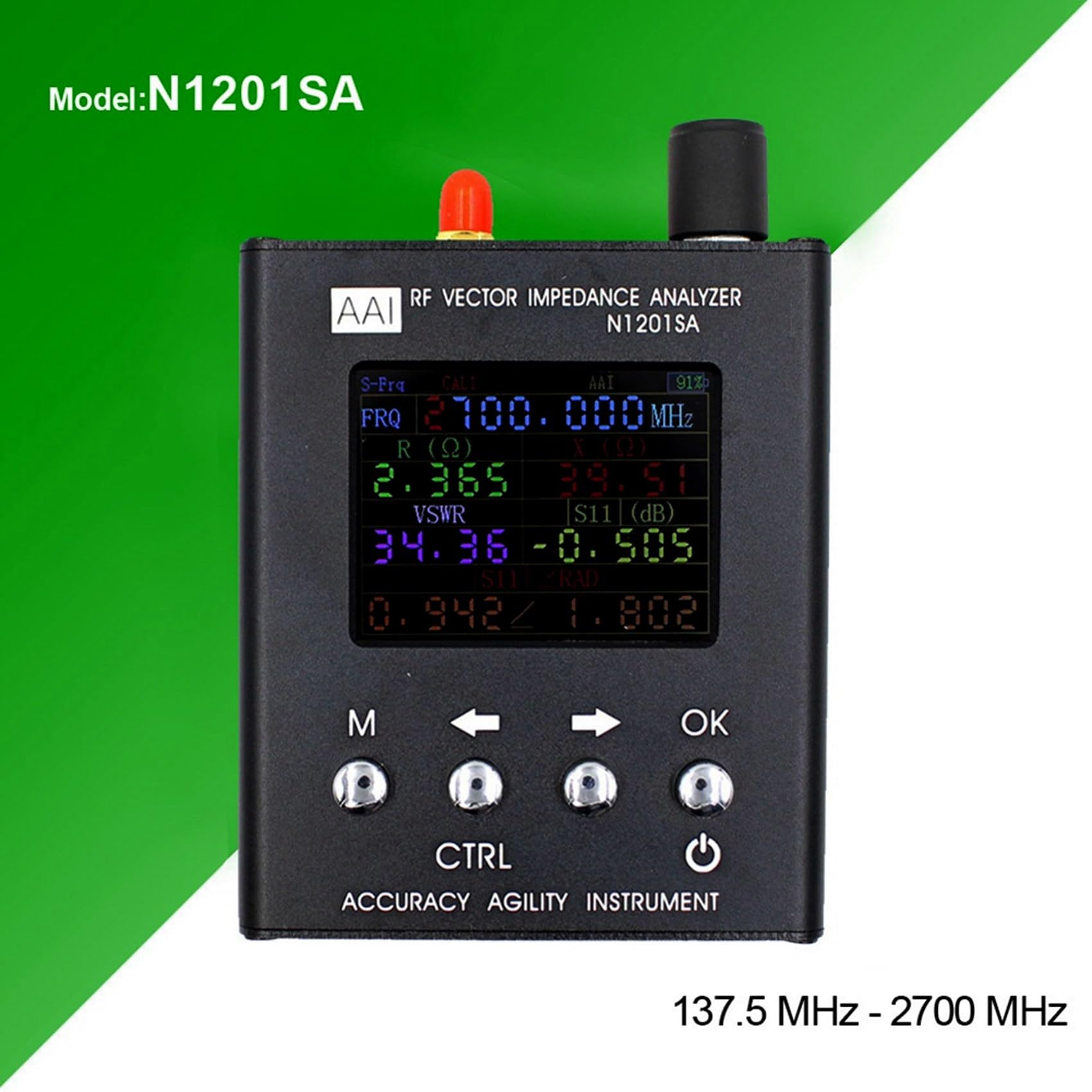 N1201SA 140MHz - 2.7GHz UV Vector Impedance ANT SWR Antenna Analyzer Meter Accessory Part Tester Resistance/Impedance/SWR