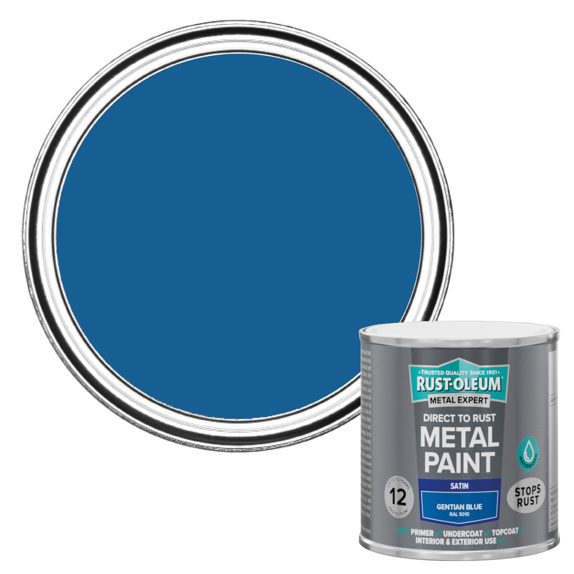 Rust-Oleum Metal Expert Paint Satin Gentian Blue 250ml