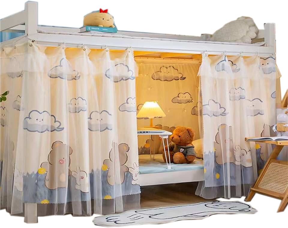Navhao 1 Painel, Cortinas Para Beliche Inferior Em Tecido Respirável, Dossel Para Cama Unissex, Redes De Sombreamento Para Cama De Solteiro