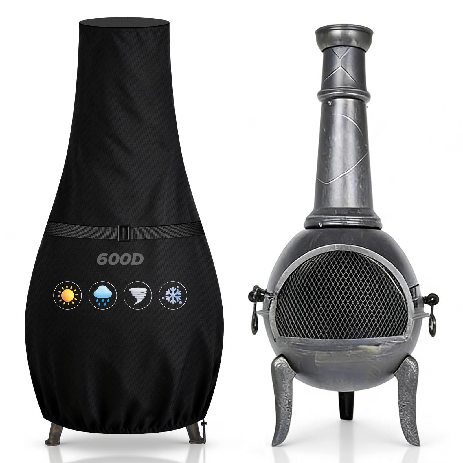 YedZen Chimenea Cover, H122xØ21/Ø61cm 600D Outdoor Garden Patio Heater Cover, Waterproof Large Chimenea Covers, Protector Outdoor chiminea Covers