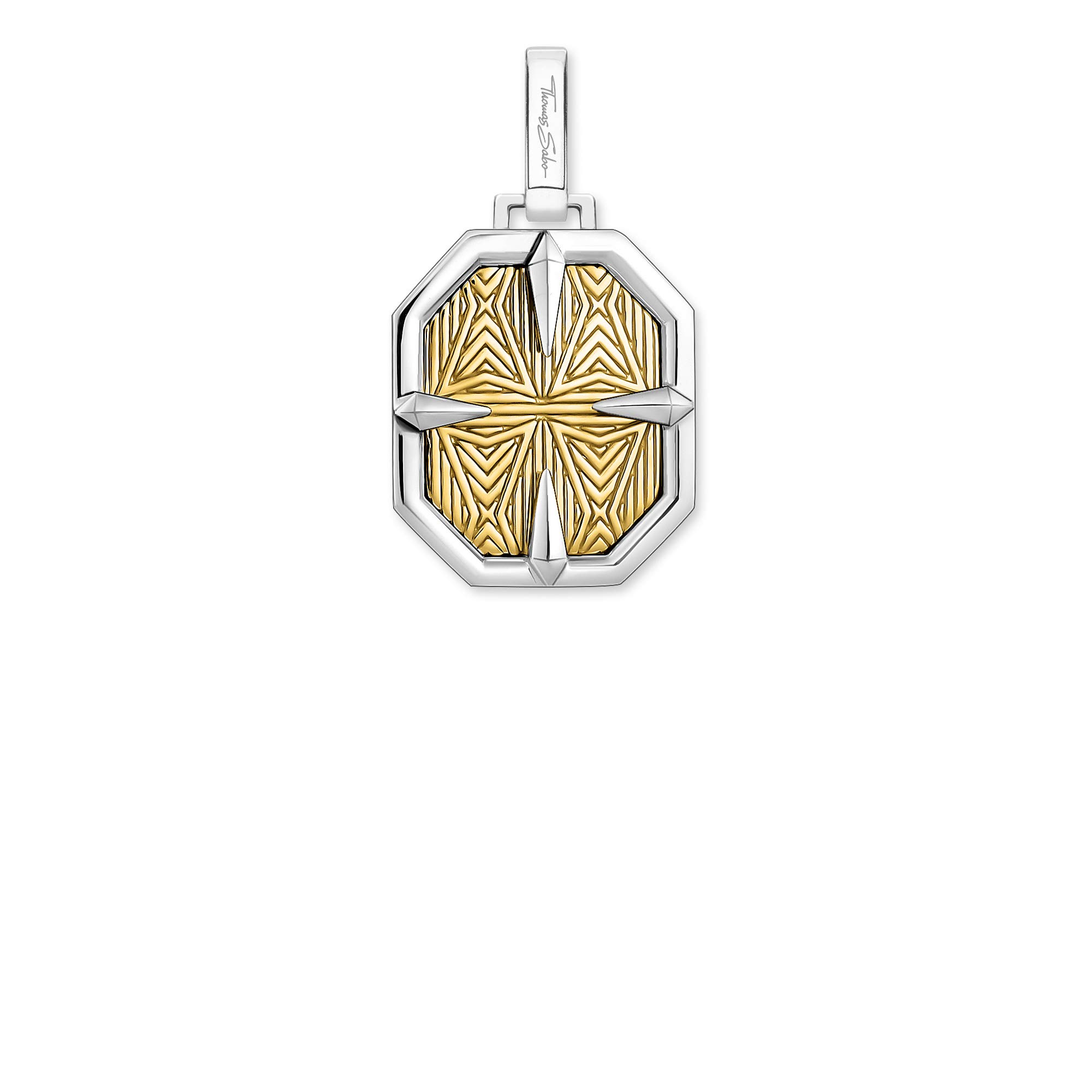 Thomas Sabo pendentif boussole or Argent Sterling 925, Noirci, Doré Or Jaune 18 Carats