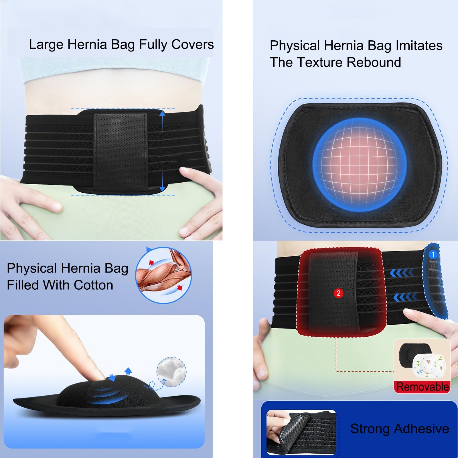 Fascia Ernia Ombelicale per Uomo e Donna Fascia Addominale Post Operatoria per Donna e Uomo con 2 Cuscinetti di Compressione Unici(Small)
