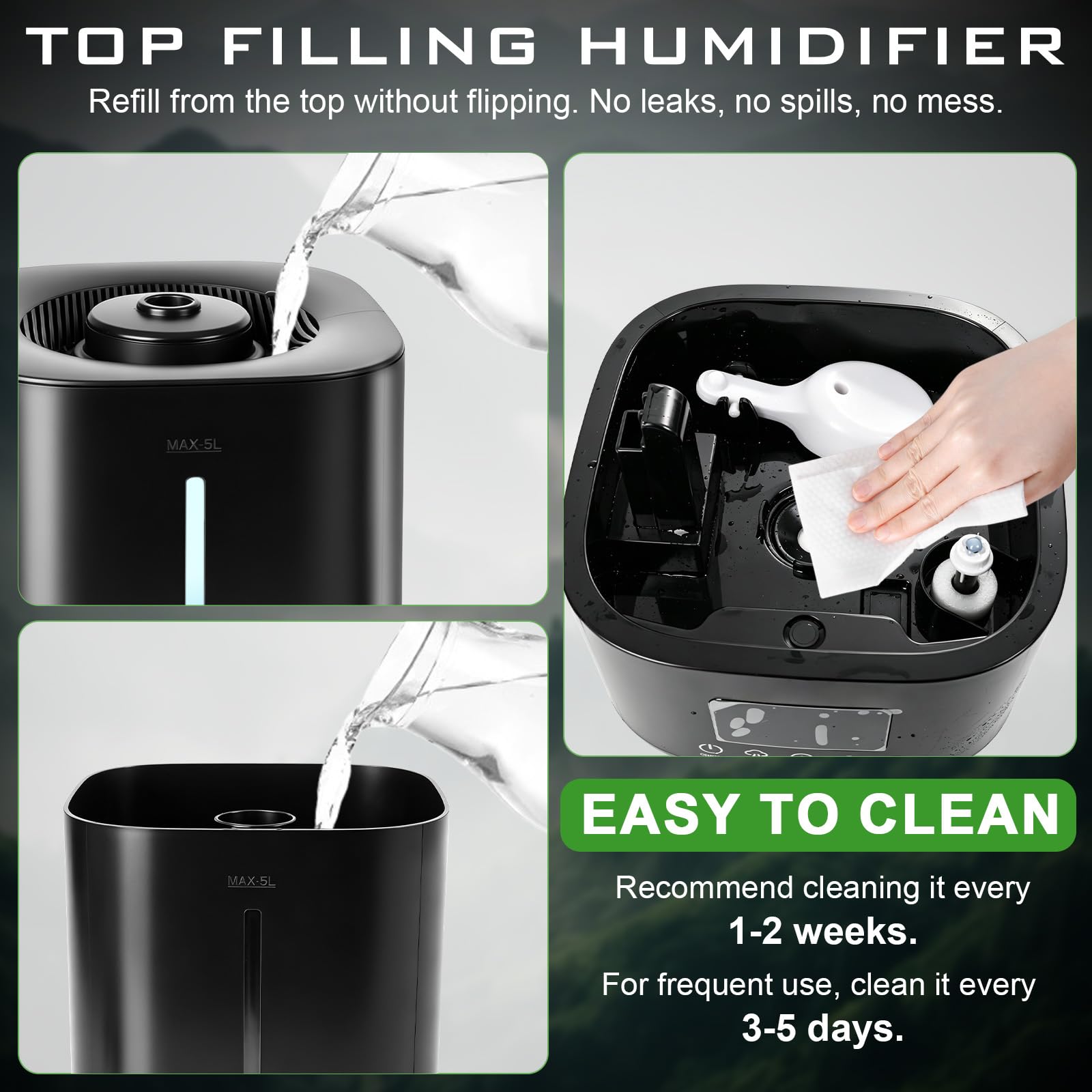 Reptilien Luftbefeuchter, 5L Terrarium Vernebler mit Timer & Externer Feuchtigkeitssensor, Smart Humidifier Pflanzen für Schlangen, Chamäleons, Schildkröten