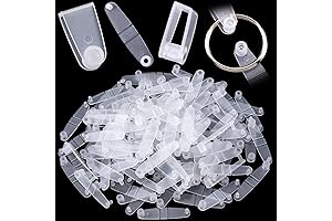 OIIKI 100Pcs Durable Plastic Keychain Clips Clear Acrylic Keychain Connector Snap Tabs