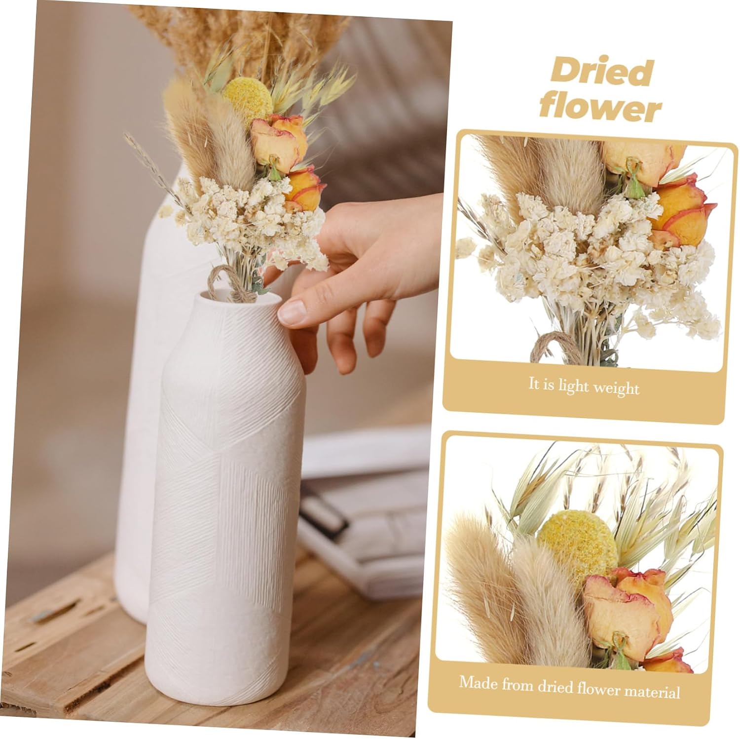 VOSAREA 6pcs Mini Dried Flower Bouquets for Wedding Home Decor Multi Use DIY Supplies Ornamental Small Floral Arrangements for Crafting Table Centerpieces Photography Props