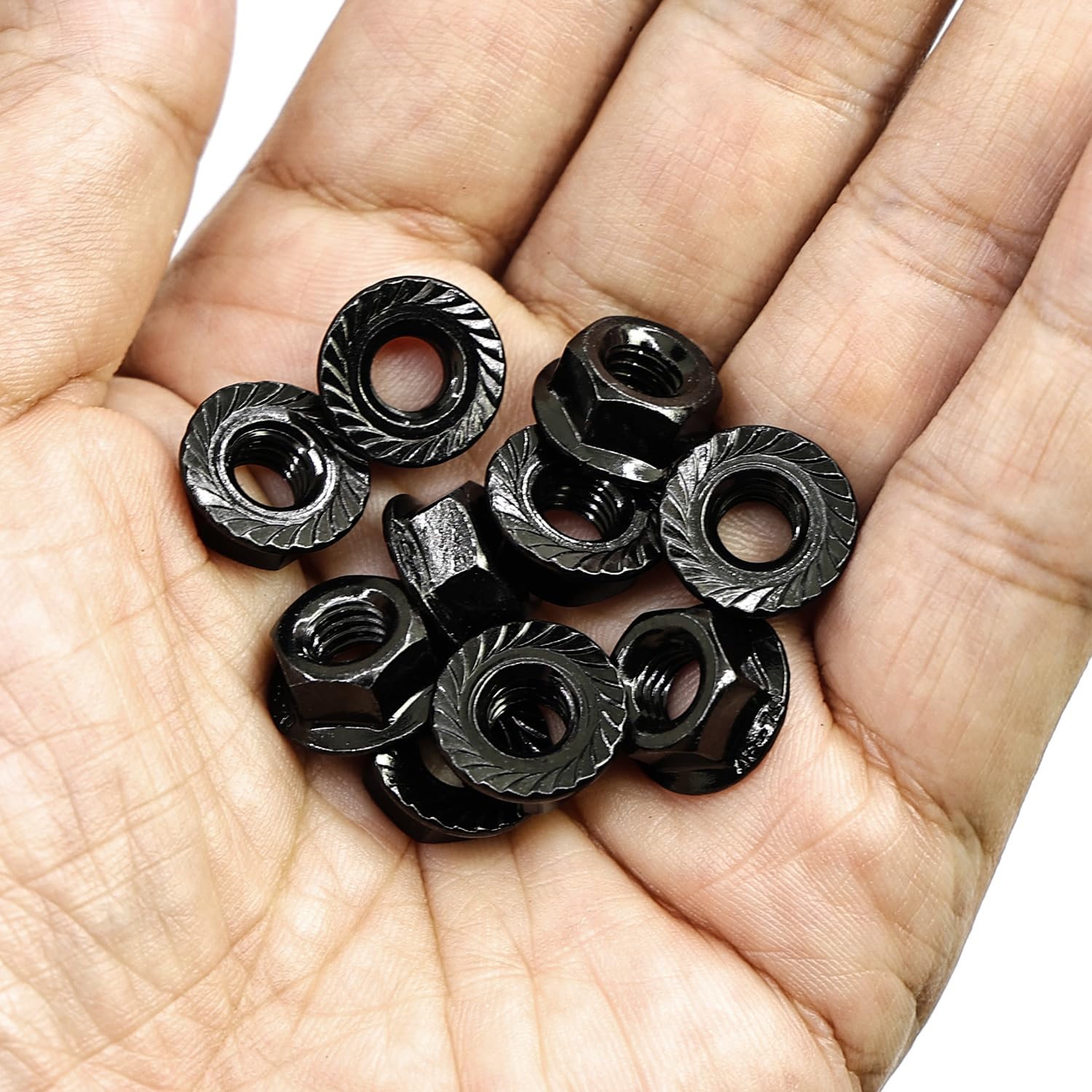 M6-1.0 Serrated Flange Hex Nuts, Hexagon Flange Nuts 304 Stainless Steel Black Oxide, Metric Hex Lock Nuts, DIN6923 (50 pcs) - Image 2
