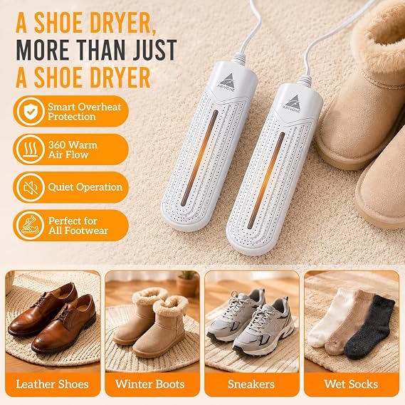 Electric Boot Dryer for Work Boots - Portable & Efficient Shoe Dryer & Boot Warmer for Sweaty Sneakers, Socks & Gloves - Quick Drying Boot Dryer for Work Boots, Ski, Sports Equipment