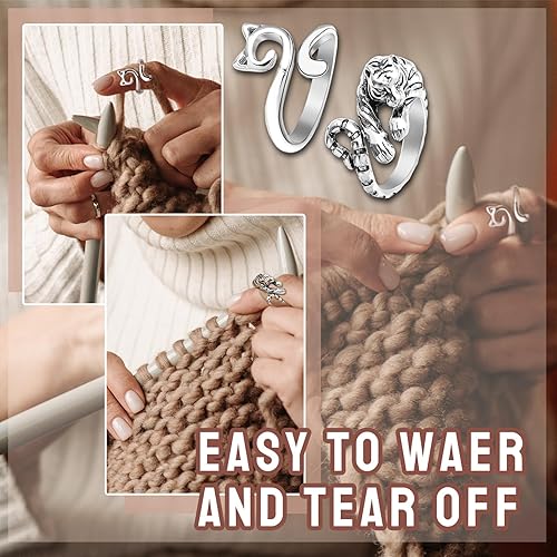 Miniatura 5 de RechicGu 12 lazos ajustables para anillos de punto y accesorios de ganchillo, guía de hilo, soporte de dedal, herramienta de dedal, sombrero de