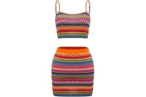 Festival Ready: Women's 2-Piece Striped Crop Top and Bodycon Skirt Set
