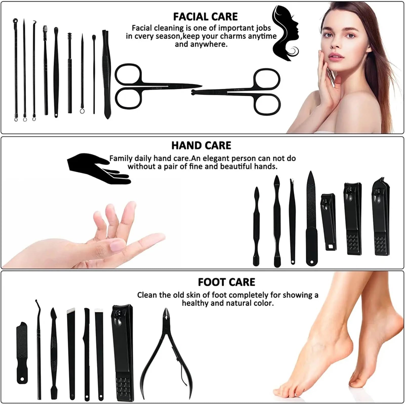 Zestaw do manicure Zestaw do manicure 26 w 1 Profesjonalny zestaw obcinania paznokci ze stali nierdzewnej, narzędzia pielęgnacji z luksusowym etui podróżnym Podróż