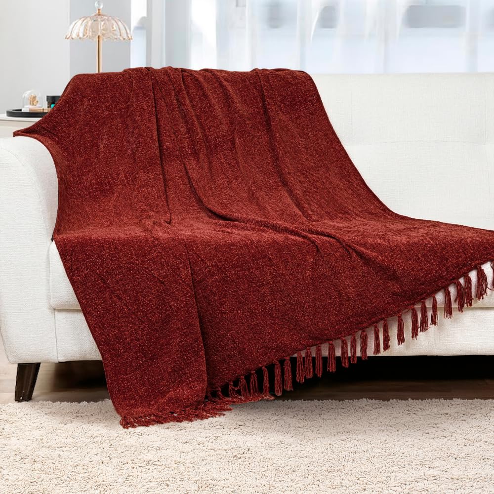 HOMADORN Luxury Chenille Throw Blanket for Sofa & Bed | Ultra Soft Plush Cozy Throw | Lightweight Warm Decorative Blanket | Washable Luxury Throw for Living Room, Bedroom (Solid Textured)-image-30