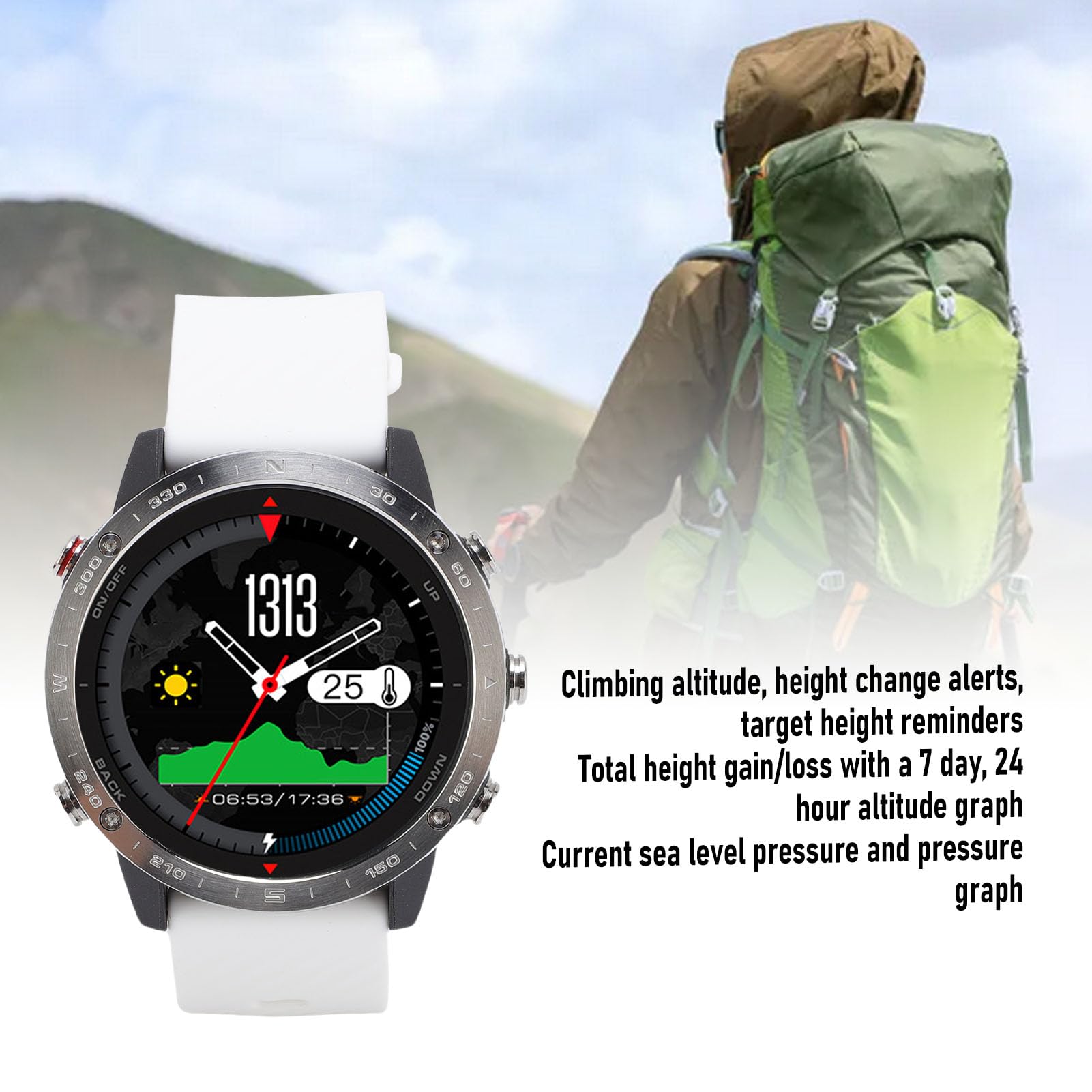 Drfeify Reloj de Buceo con Sensor de Profundidad | Clasificación de Agua de 50 M para Natación, Carcasa de Aleación de Ti, Notificaciones Inteligentes, Batería de Larga