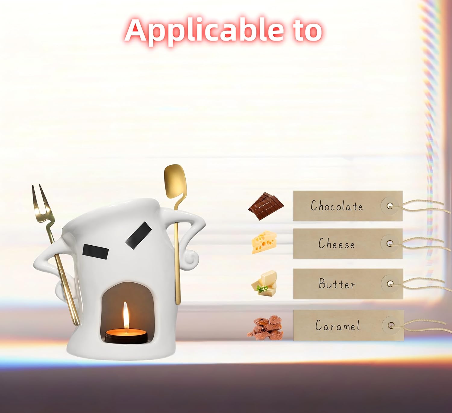 Cute Chocolate Fondue Mug,Personal Ceramic Melting Cup with 1 Fork and 1 Spoon for Cheese, Coffee, Desserts Perfect for Date Nights, Birthdays, Weddings Ideal Gift