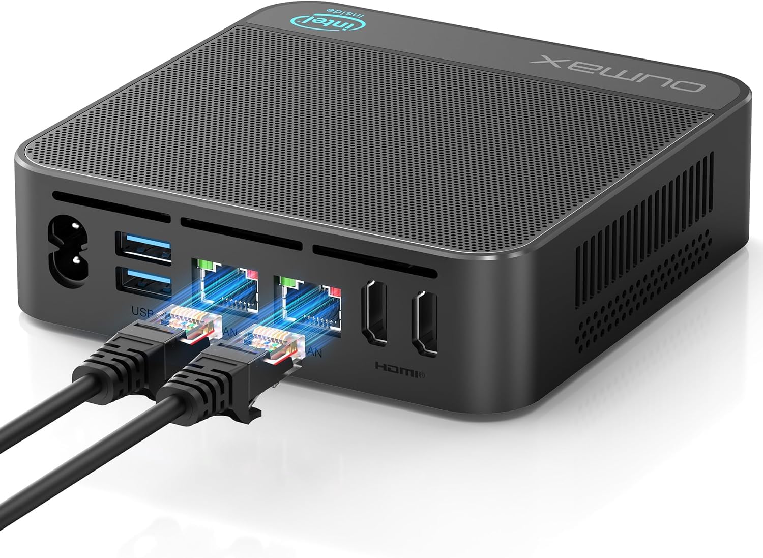 OUMAX Mini PC, Intel Twin Lake N150(Turbo 3.6Hz) 16GB DDR4 500GB M.2 SSD Dual LAN, Desktop Mini Computer 4K Dual HDMI Display, Wifi5, BT5.0, Built-in 45W Power Supply