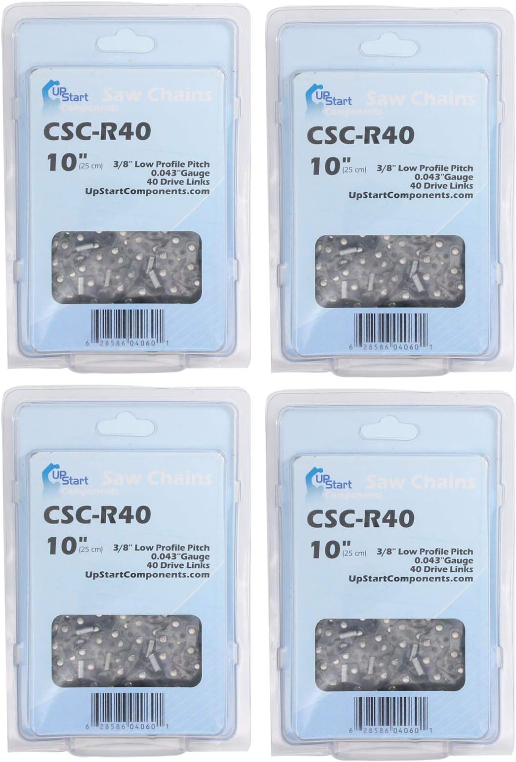 4-Pack 10-Inch Chainsaw Chain Replacement for Chicago Lynxx 63286 - (10", 3/8", 043", 40 DL)