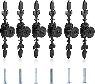 6 Pezzi Pomelli Neri per Armadi,Maniglia Della Porta Dello Vintage,Maniglie per Porte in Stile Vintage con Viti,per Cucina,Credenze,Camera da Letto,Guardaroba,Comò,Cassetto,166mm*23mm(Nero)