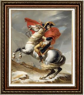 ELITEART-Napoleon Crossing the Alps by Jacques Louis David Oil Painting Reproduction Giclee Wall Art Canvas Prints-Framed Size:41 1/2"x34"