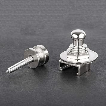 Guitar Strap Locks, Dreokee 2 PCS Silver Guitar Strap Lock Buttons Guitar Strap Locks Set Security Quick Release Strap lock Retainer System Guitar Strap Lock Schaller for Electric,Bass,Acoustic Guitar