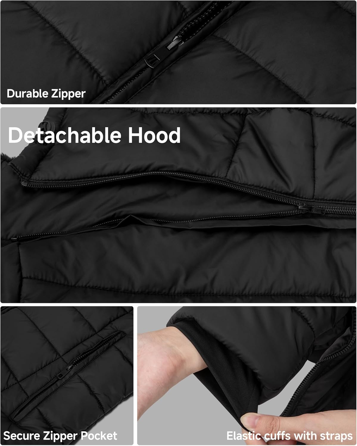 Bitlyle Heated Jacket for Women, Winter Heating Coat Slim Fit Coat with Detachable Hood