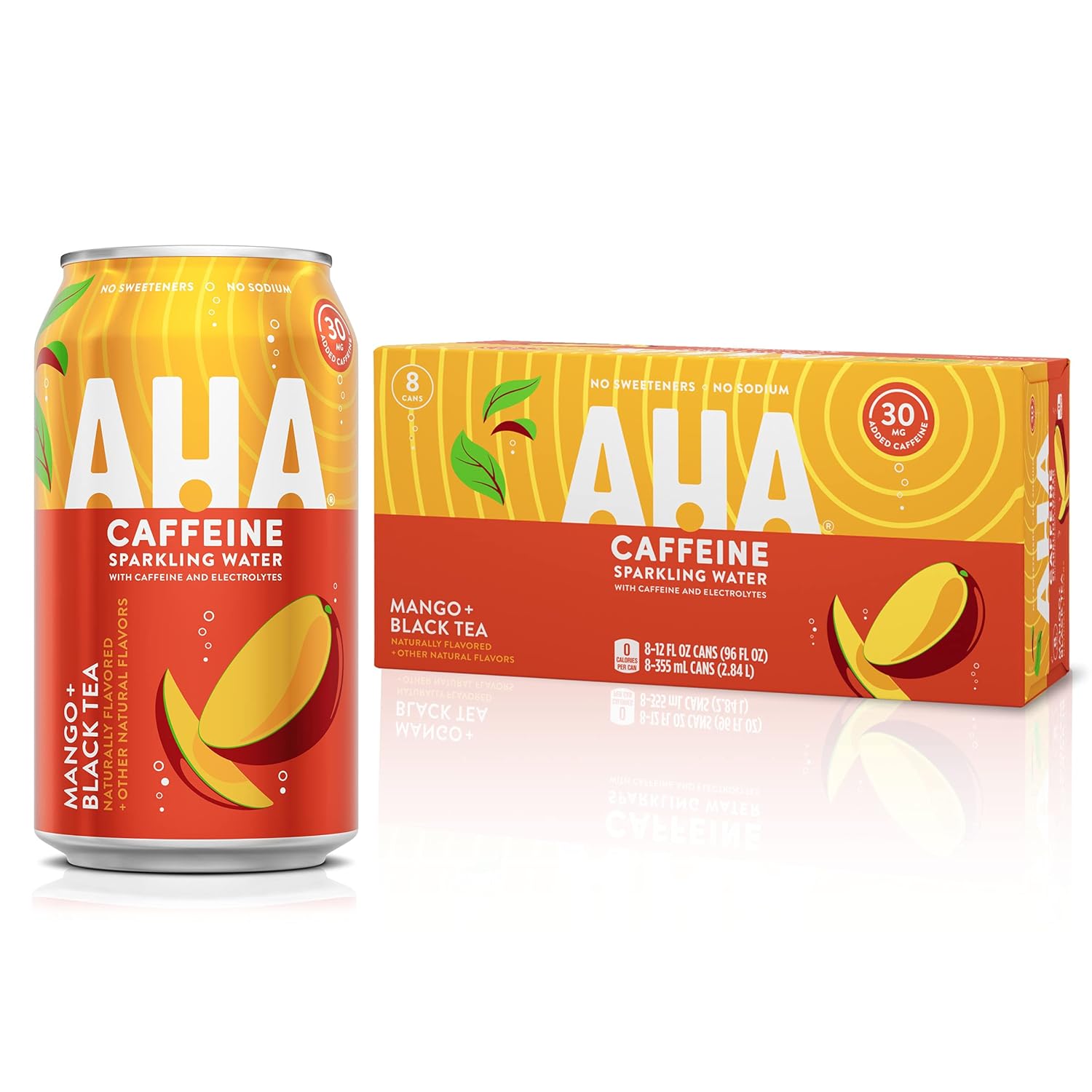 AHA 12oz 8pk Mango + Black Tea (w/Caffeine) Grocery