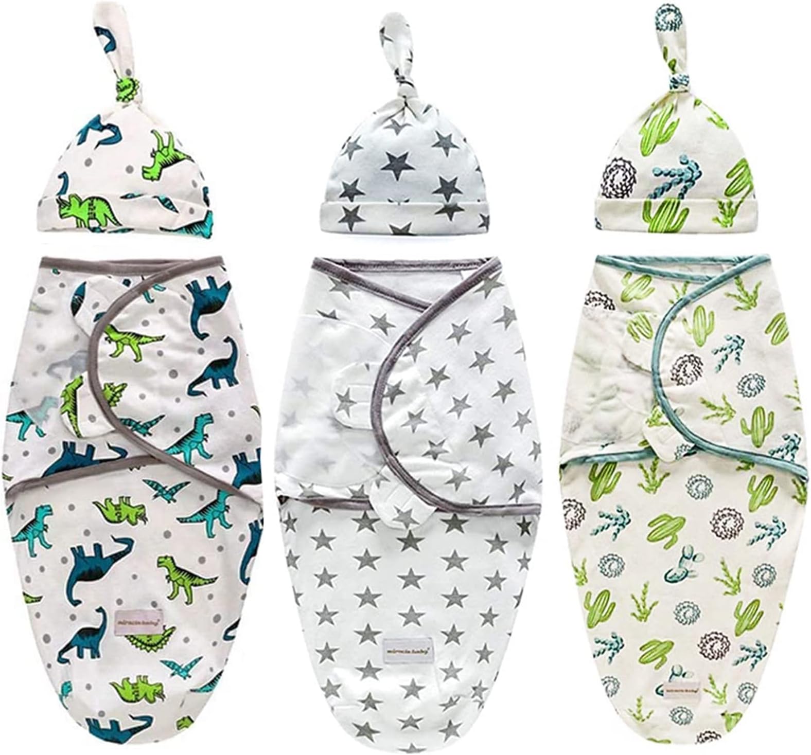 TIANNUOFA Swaddle Sack, 3 Pack Swaddle, Baby Wrap, Swaddle Wrap, Sleep Sack, Swaddle with Beanie, Baby Photography, Photo Props