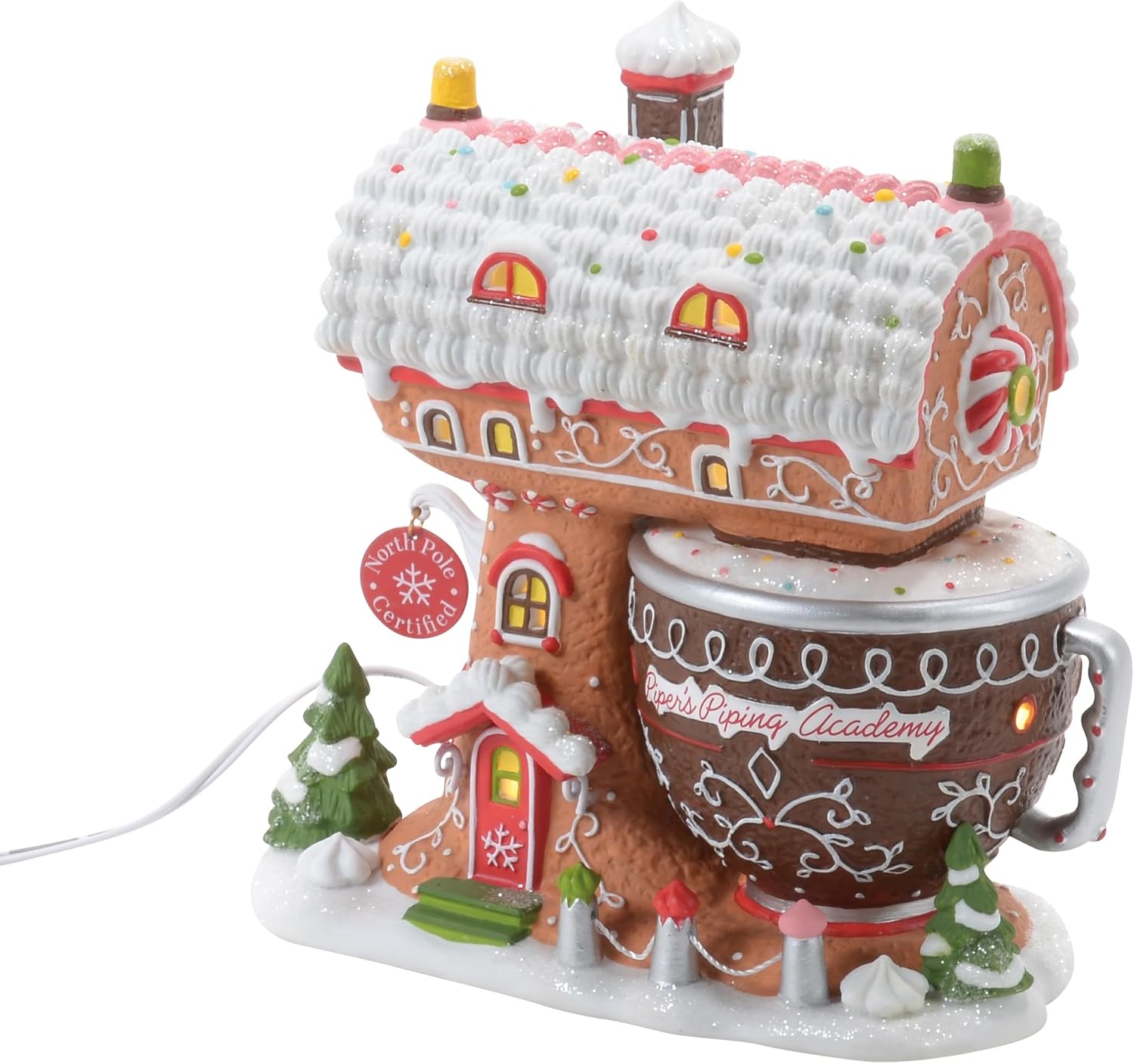 Department 56 North Pole Village Piper's Frosting Piping Academy Light Up Building, 6.5 Inch, Multicolor