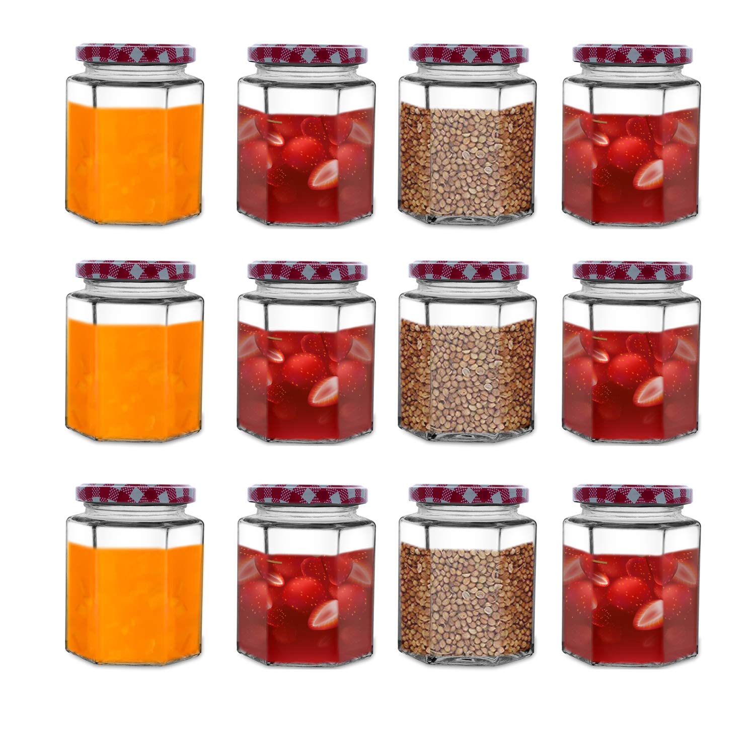 Croco Hexagon Glass Jar and Container With Rust Proof Air Tight Strip Lid, Suitable For Use In Your Home Office, Kitchen Storage/Glass Jar Set (Pack Of 12-250 Ml Each) (B08LGD5RFQ) Amazon Price History, Amazon Price Tracker