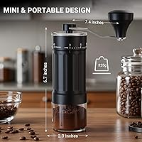 Vista 4 de Mini molinillo de café manual con 40 configuraciones ajustables, molinillo de granos de café portátil de mano con capacidad de 30g, molinillo