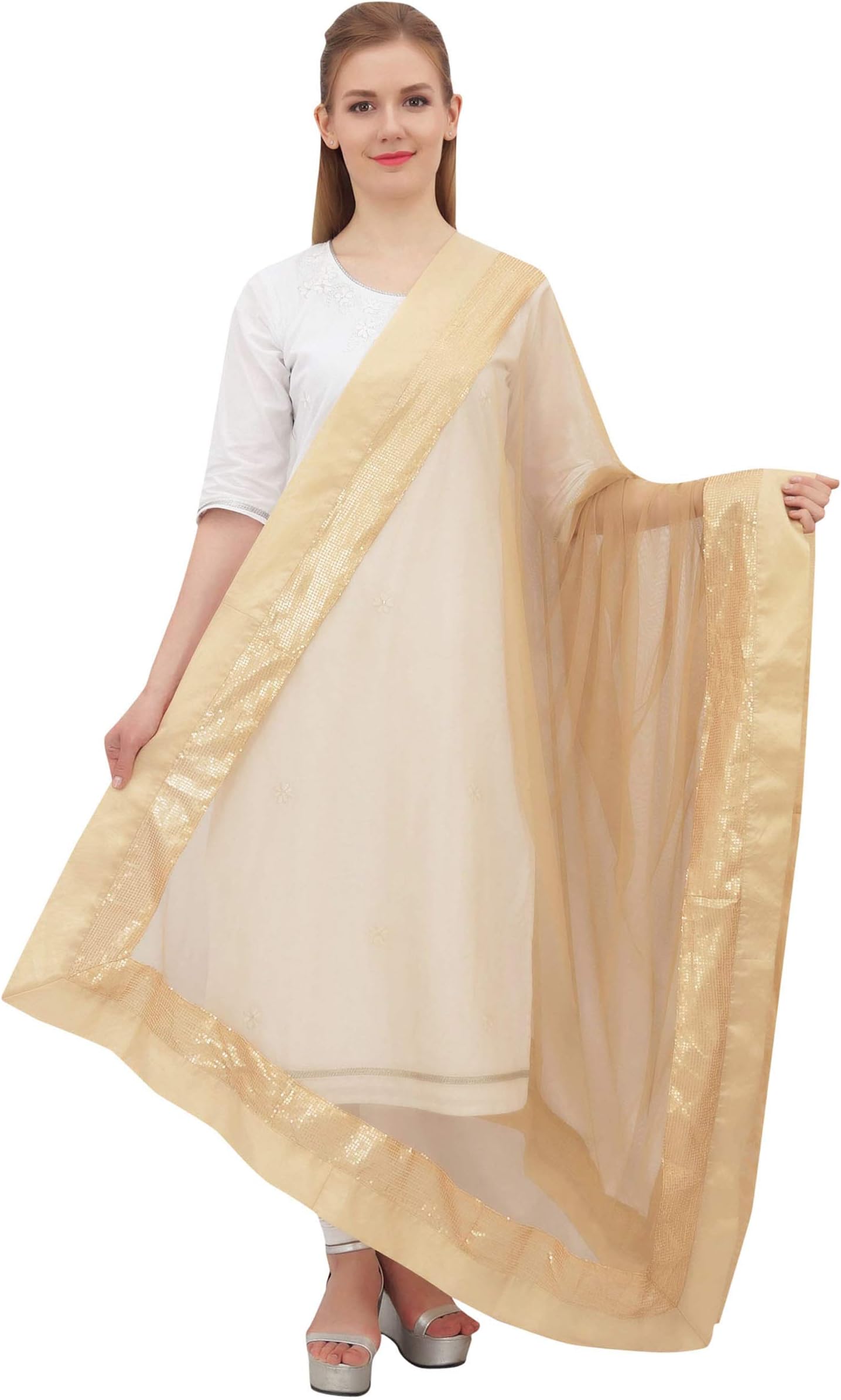 PhagunPhagun Indian Chunni Women Long Neck Wrap Long Stole Net Dupatta Scarves