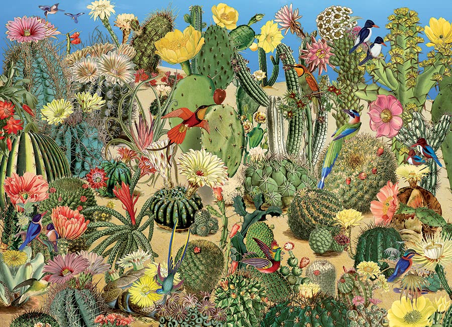 Cobble Hill 1000 Piece Puzzle - Cactus Garden - Sample Poster Included, Vibrant Green, Yellow, Brown, 26.625 x 19.25 inches - Image 3