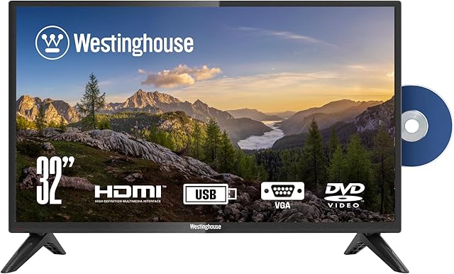 Westinghouse 32-Inch 720p LED HDTV with Built-In DVD Player and V-Chip, 2023 Model