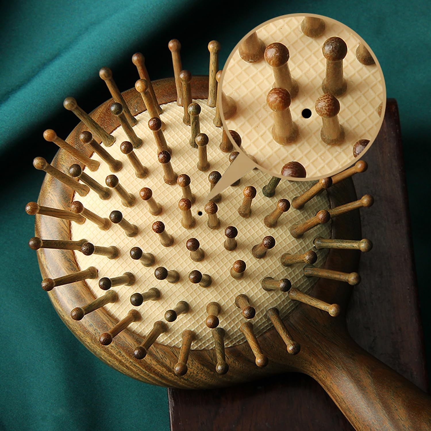 Spazzola per Capelli Portatile antistatica in Legno, Pettine Rotondo per Massaggio, Spazzola per Capelli districante, spazzole massaggianti con Cuscino d'Aria