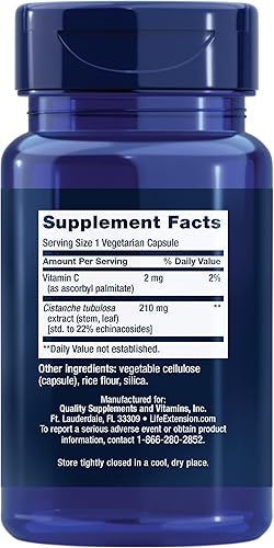 Miniatura 2 de Life Extension Standardized Cistanche - Cistanche Tubulosa Extract Supplement Pills for Immune Support and Longevity with Vitamin C - Gluten-Free