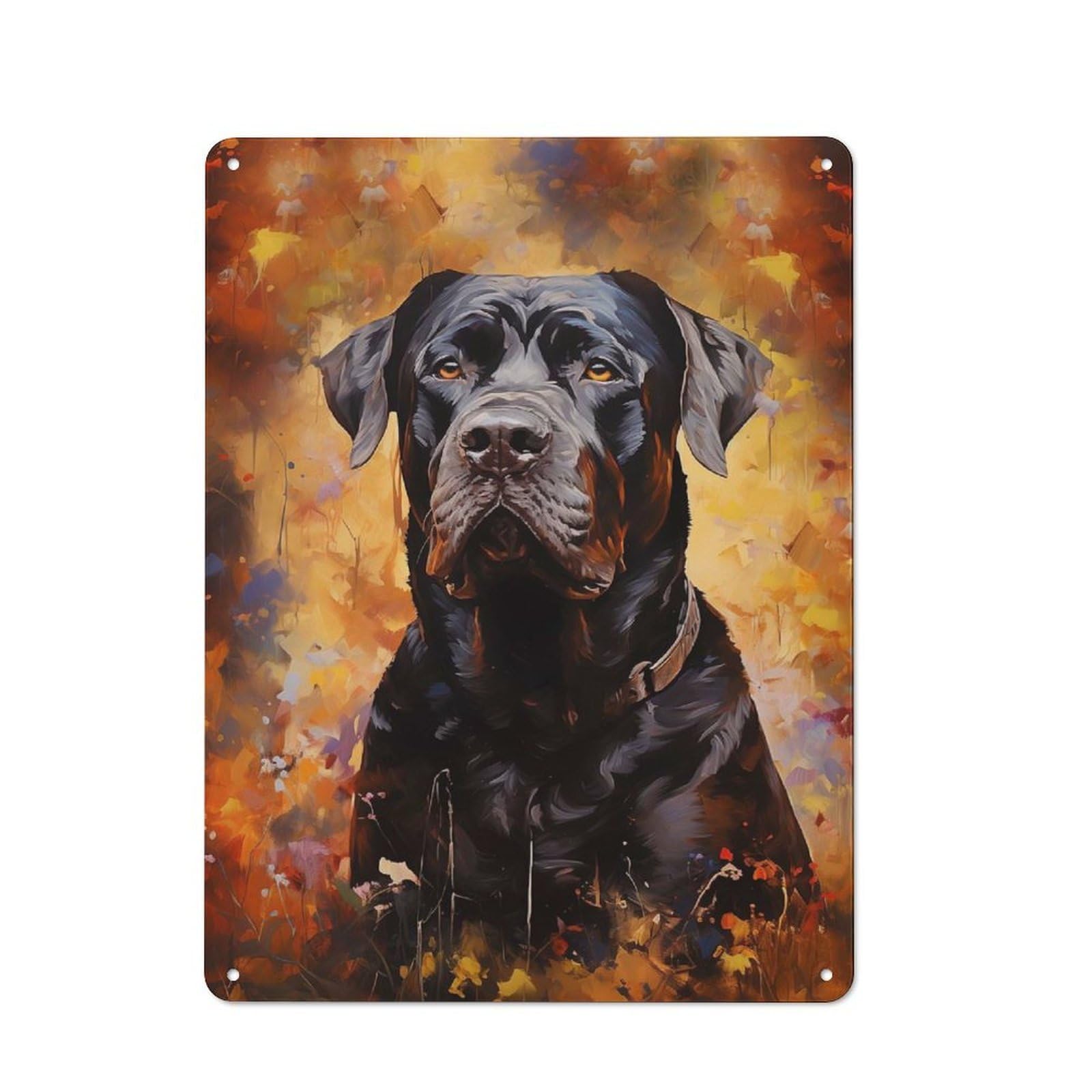 Junmoney Style-10 Decorative Tin Sign With Black Cane Corso Dog Design 40X30cm, Farmhouse Cottage Wall Art For Farmhouse Kitchen, Pantry Or Dining Area