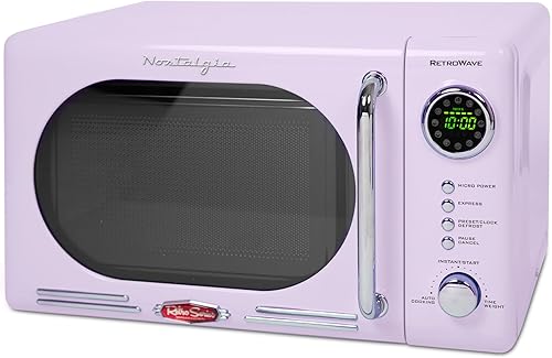 Miniatura 35 de Nostalgia Retro - Horno microondas de 1000W, capacidad de 1.1 pies cúbicos – Bloqueo de seguridad para niños, 8 ajustes de cocción automática –