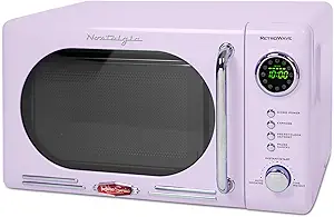 Nostalgia Retro Compact Countertop Microwave Oven 700-Watts with LED Digital Display-Child Lock-Easy Clean Interior-Lavender, 0.7 Cu. Ft
