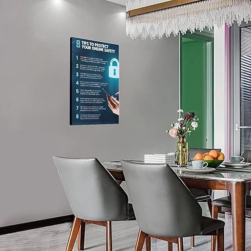 Miniatura 4 de JAWASDAO Póster de consejos de seguridad cibernética (3) póster de arte de pared, impresión en lienzo, oficina, dormitorio, sala de estar,