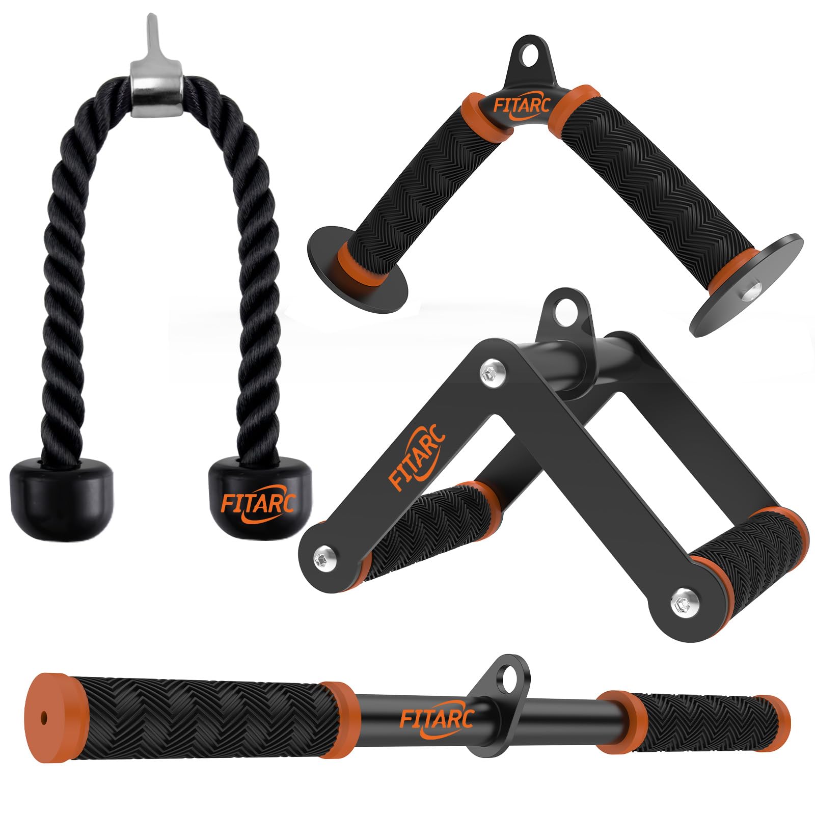 Set d'accessoires pour machine à câbles Fitarc pour salle de sport et entraînements à domicile, accessoires de traction LAT avec prises antidérapantes, orange
