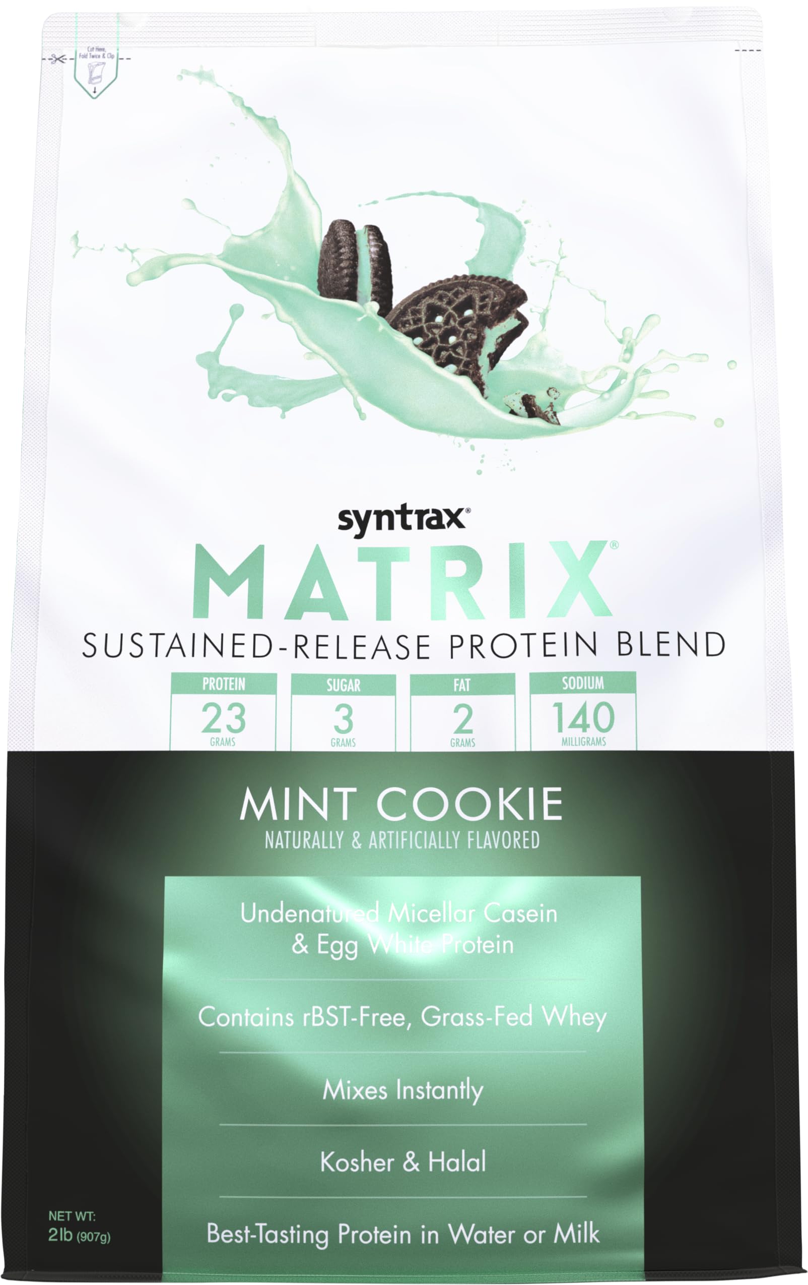 Syntrax Nutrition Matrix - Sustained-Release Protein Blend, Mint Cookie 2 lbs. Real Cookie Pieces