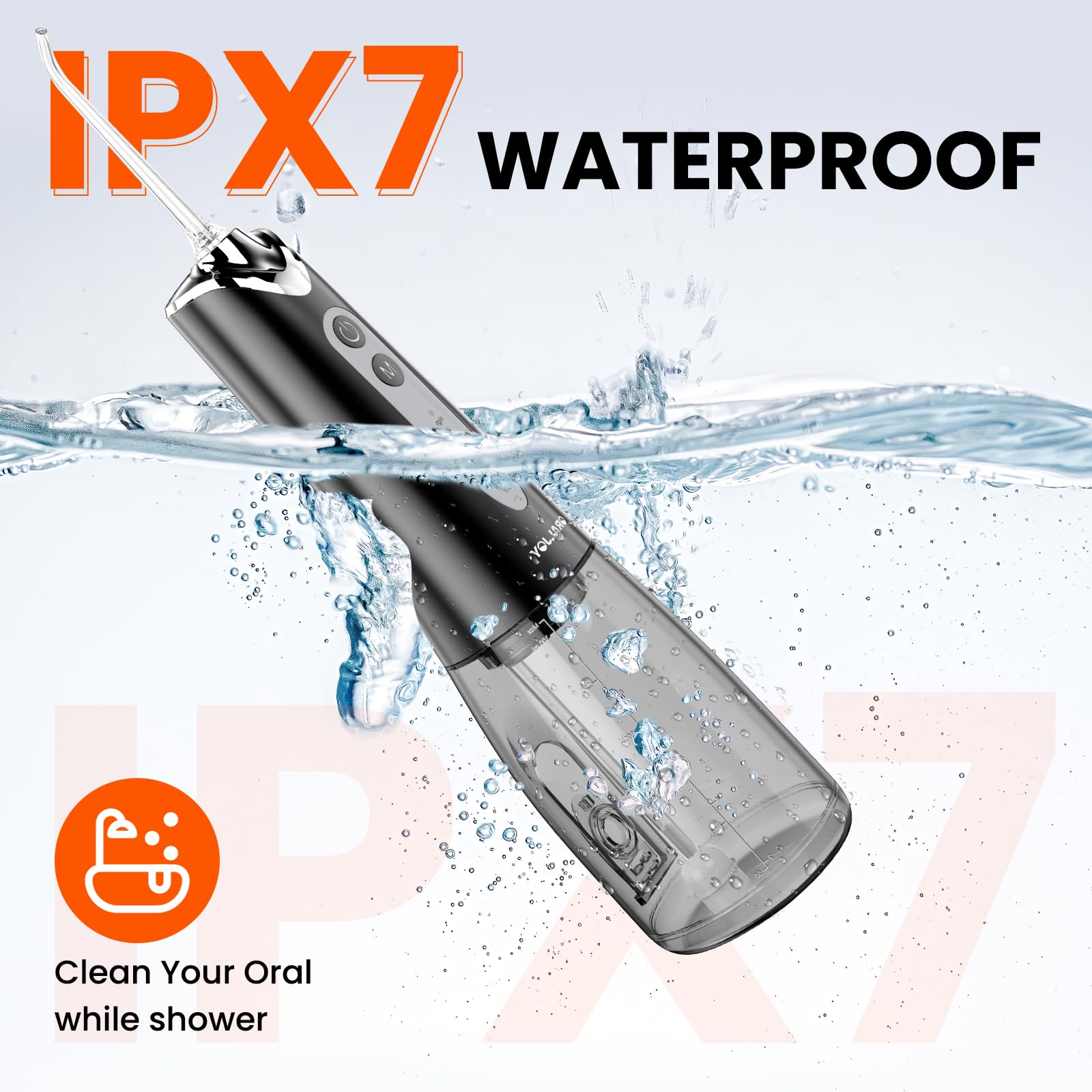 Púa de hilo dental de agua para dientes, irrigador oral portátil de 300 ml, limpiador de riego de viaje recargable, máquina de hilo dental eléctrica profesional y accesorios de irrigador, IPX7