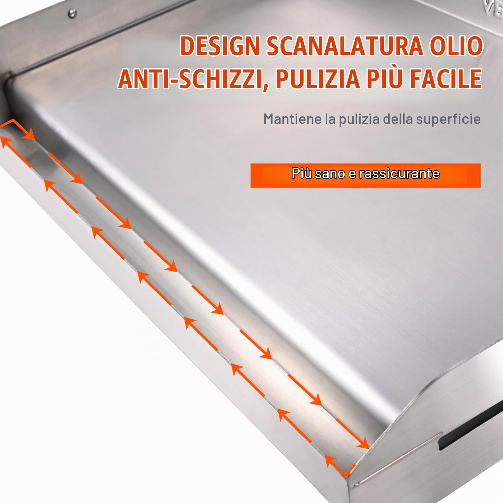 VEVOR Piastra Griglia, Piastra in Ghisa 587x395x99mm, Piastra Rettangolare Bifacciale Spessore 3,3mm, Piastra Antiaderente per Griglia Cottura, Piastra per Barbecue, Griglia a Gas, Argento