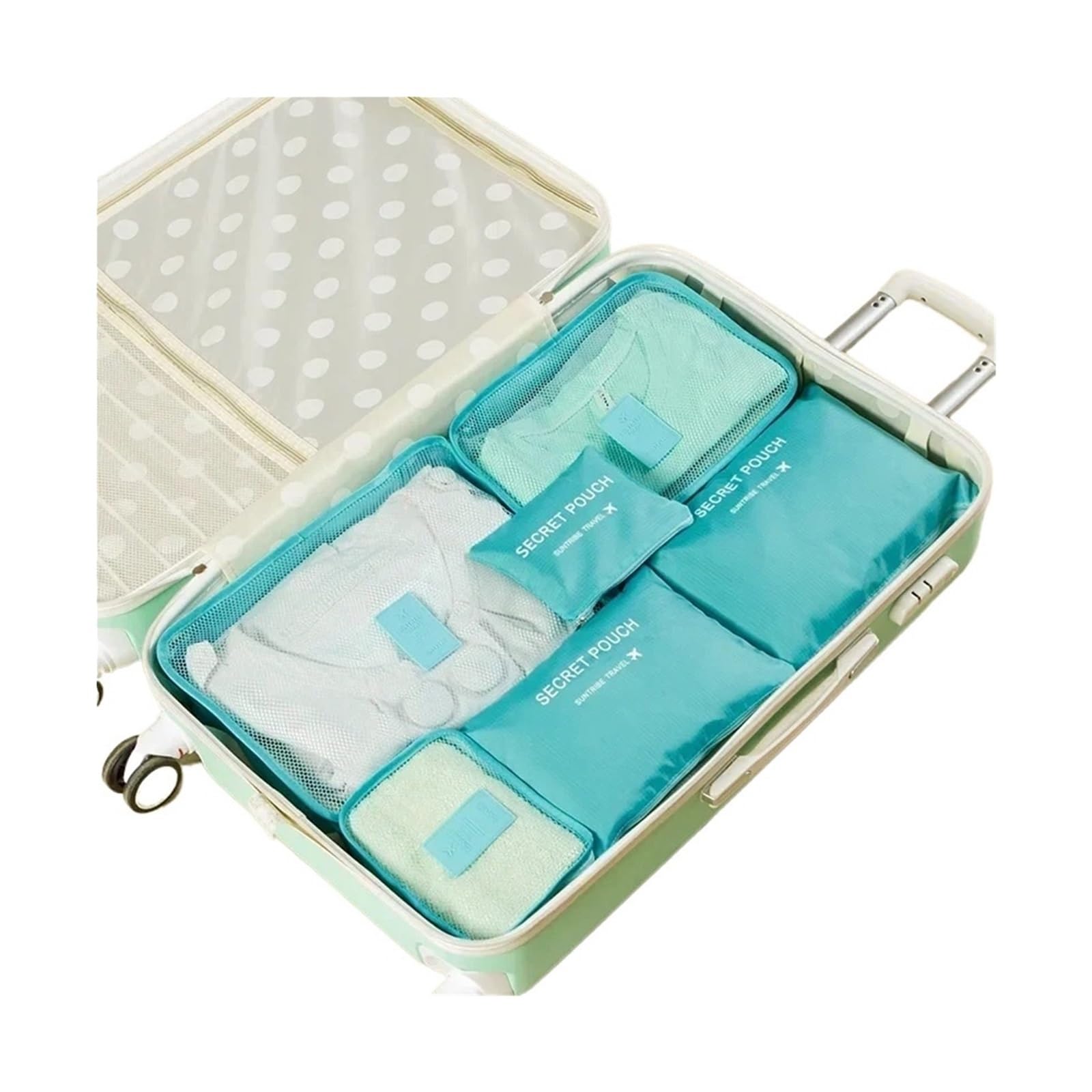 BHOUTY 6pcs Travel Organizer Storage Bags Portable Suitcases Waterproof Luggage Packing Bag Wardrobe Clothes Shoes(Blue)