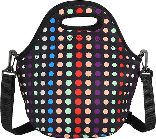 PATIKIL Bolsa de almuerzo aislada, bolsa de almuerzo de neopreno, lonchera térmica portátil con correa para el hombro, para el trabajo, oficina,