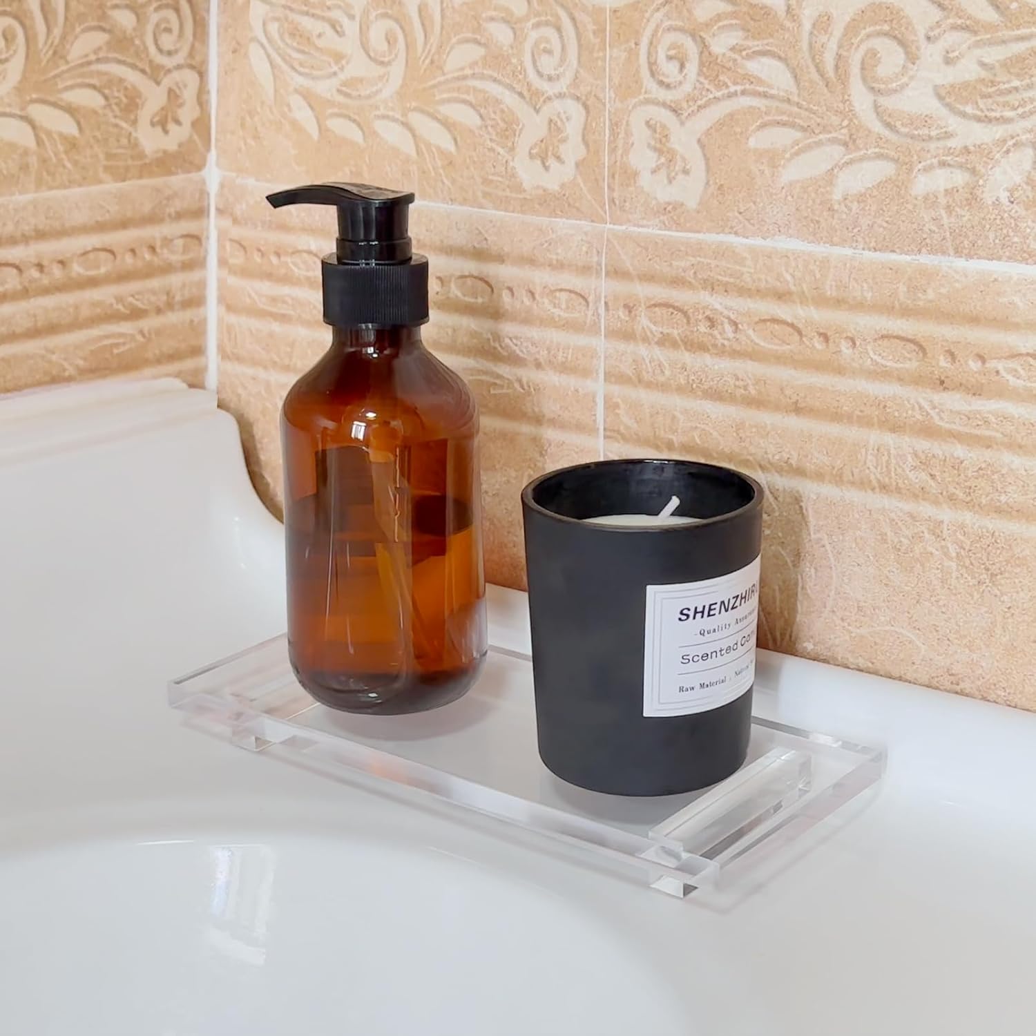 Pedestal Soap Dish, Acrylic Soap Tray for Kitchen, Soap Bottle Riser Stand for Kitchen Sink, Bathroom, Clear - Image 4