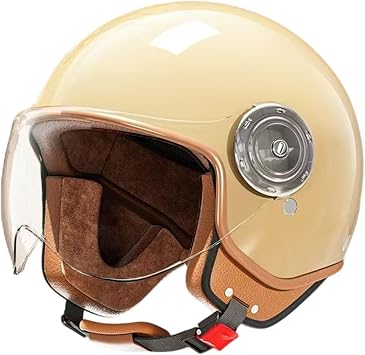 DOT Approved Retro Open Face 3/4 Motorcycle Half Helmet Cool Youth Vintage Bicycle Scooter Light Quick Buckle ATV Helmet for Vespa Moped Dirt-Bike Go-Kart Cruiser Chopper