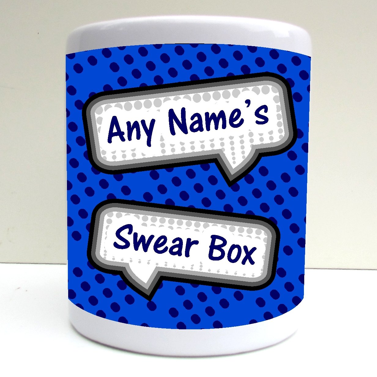 Present2future Personalised Swear Box Speech Bubble Print Ceramic Moneybox Savings Fund