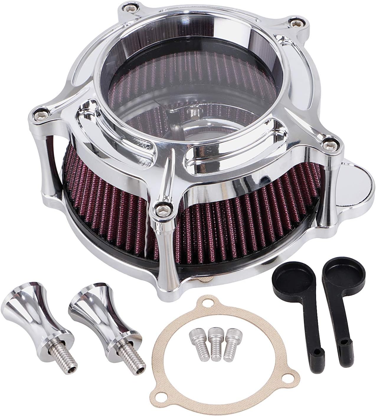 Flash Deals - 80% OFF Bid4ze Air Filter Chrome Cleaner Kit Motorcycle Turbine Intake CNC Aluminum for Harley Touring Road King Electra Street Glide Softail road Glide 2008-2016