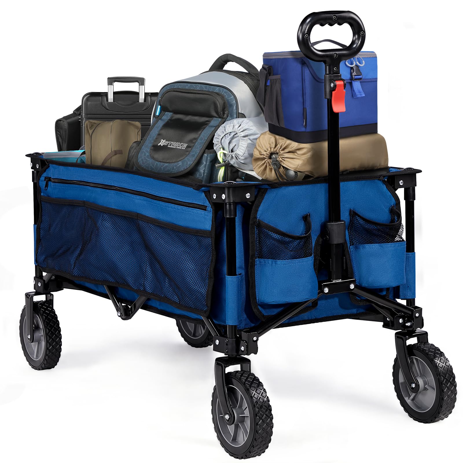 TIMBER RIDGE Carro Playa Carrito Plegable Transporte para Jardín Playa Campaña Compra al Aire Libre, Carreta con Bolsa de Cubierta Mango Ajustable hasta 100kg