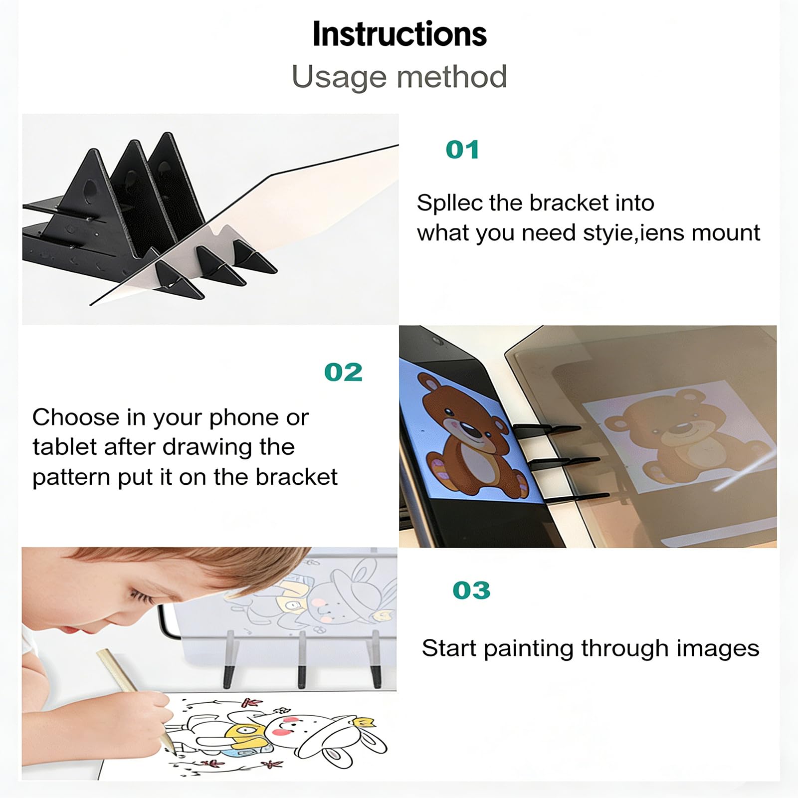 1 Set Tavolo Da Disegno Ottico, Specchio Per Disegnare, Tavolo da Disegno per Immagini Ottiche, Tavolo da disegno Copia, Tavola Da Pittura Ottica Per Bambini Principianti Artisti